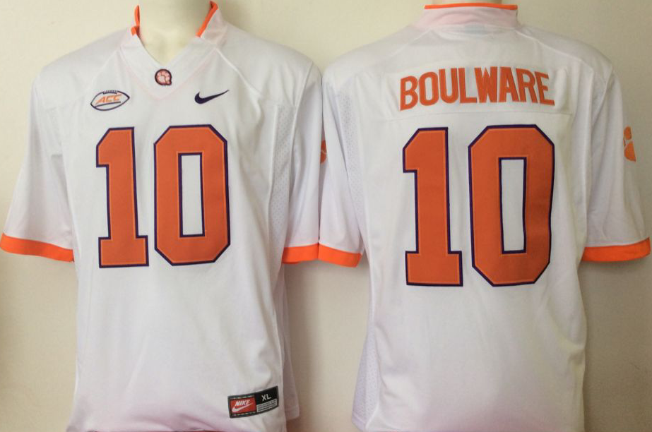 NCAA Men Clemson Tigers White #10 boulware->ncaa teams->NCAA Jersey